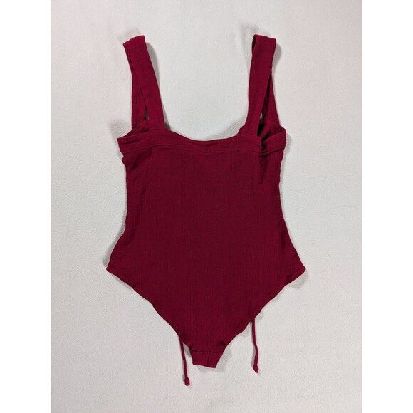 Intimately Free People Womens Maroon Lace Up Neck One-Piece Bodysuit Size XS - Picture 2 of 7